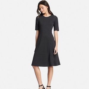 Uniqlo Ponte Flare Short Sleeve Dress - Dark Grey - Size L - NWT!